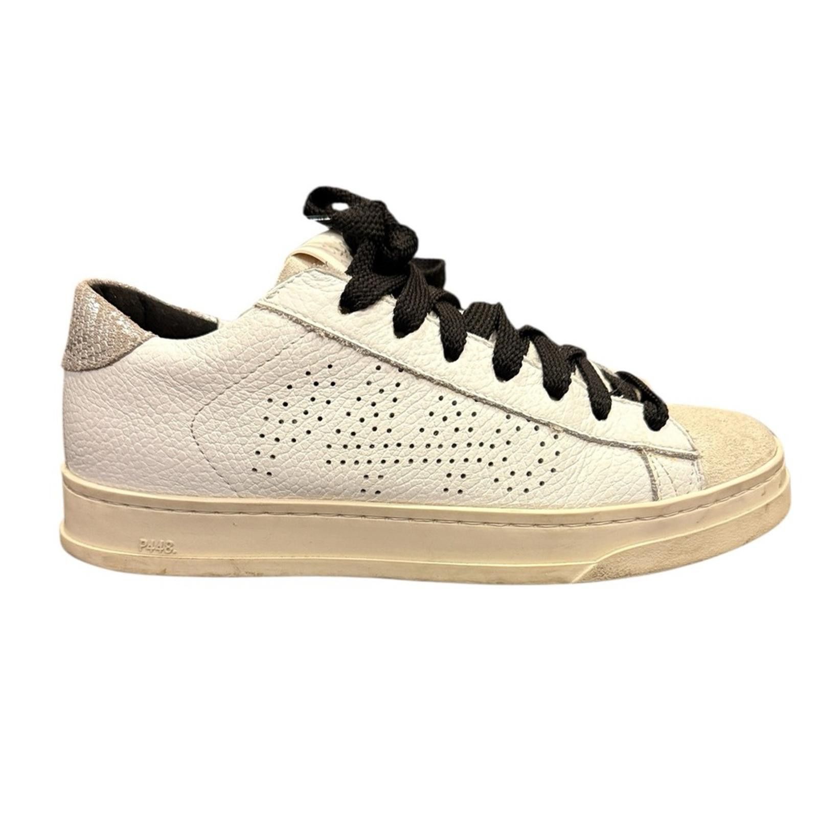 P448 P448 White Leather and Suede John Sneakers Sz 6.5 Size US 6.5 / IT 36.5 - 6 Thumbnail