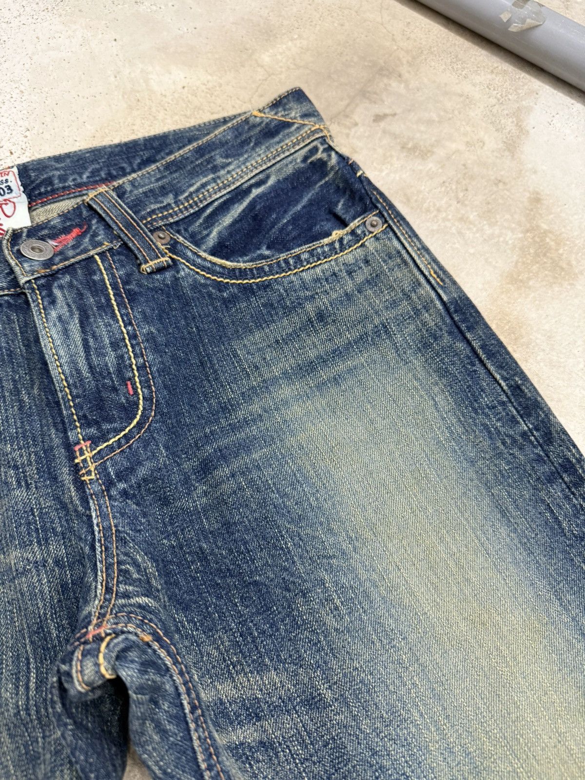Edwin Vintage Miss 503 Rude Flare Mudwash Unisex Denim Japan Size 29" - 7 Thumbnail
