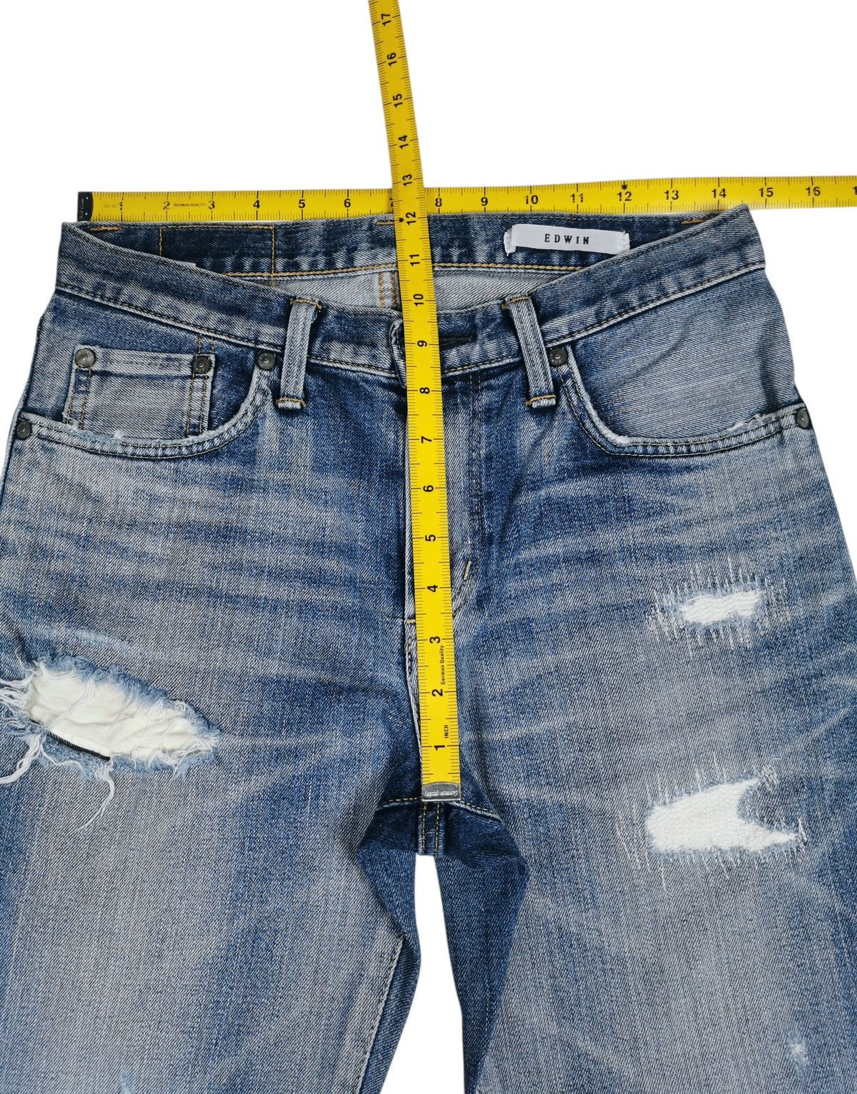Japanese Brand Edwin Distressed Denim Jeans Slim Fit Vintage Wash Size US 29 - 10 Thumbnail