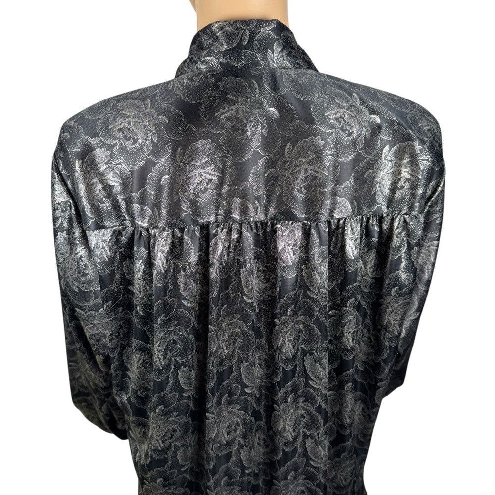 Other Vintage Joanna Floral Silver Padded Shoulder Long Sleeve Bl Size M / US 6-8 / IT 42-44 - 5 Thumbnail