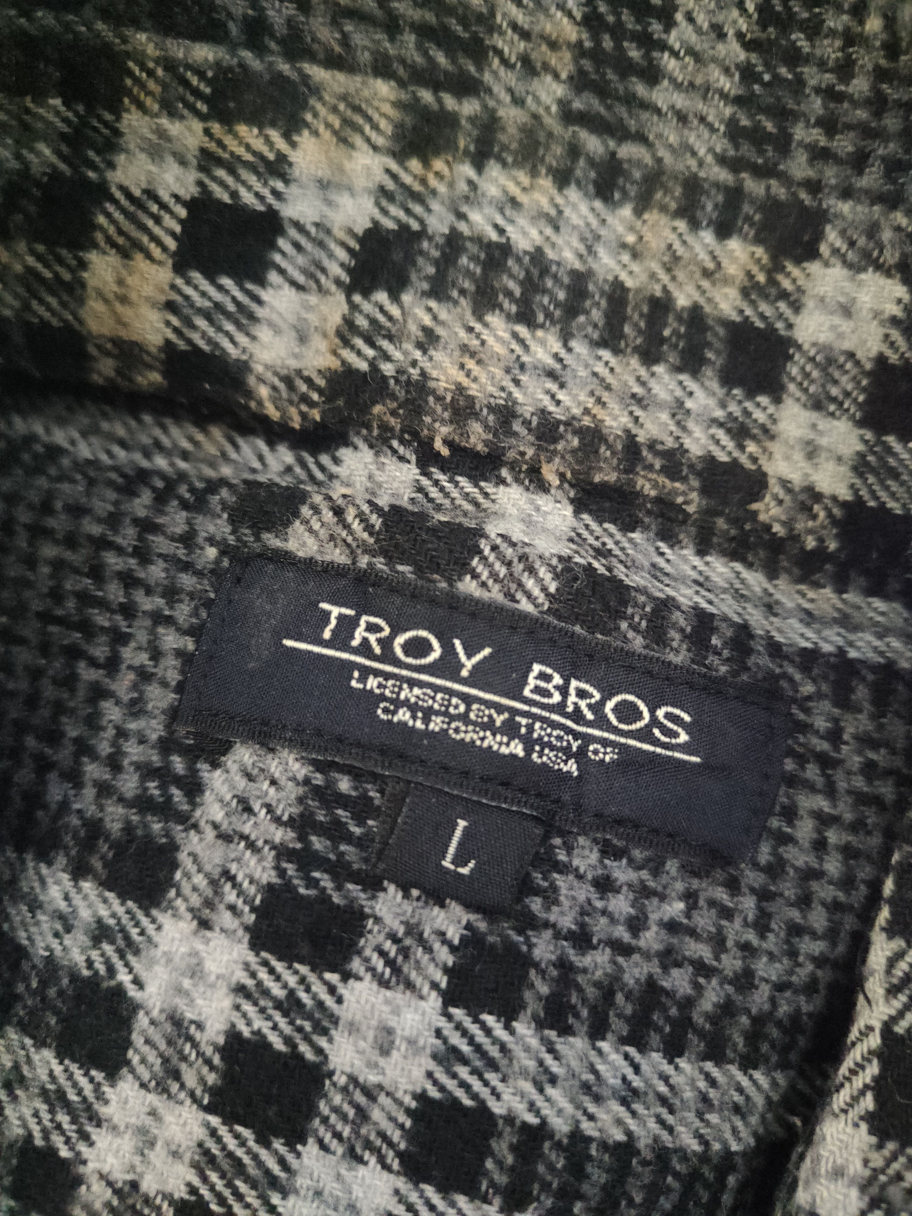 Homespun Knitwear × Japanese Brand × Vintage Retro Troy Bros Black Gray Long sleeves Button Up Shirts Size L / US 10 / IT 46 - 12 Thumbnail
