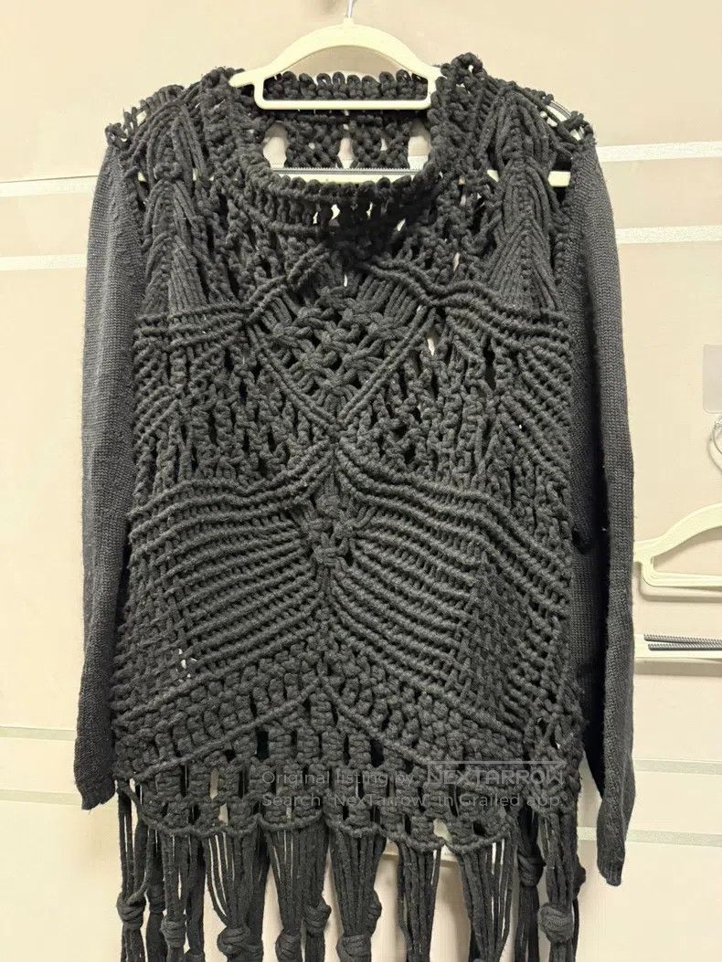 Comme des Garcons Comme Des Garcons Black Knit Openwork Wool Sweater Size S / US 4 / IT 40 - 3 Thumbnail