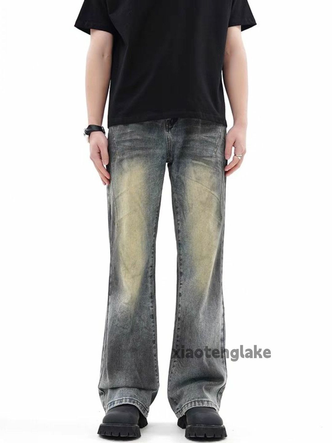 Jean × Vintage washed faded rusty punk grunge stain flared jeans Size US 32 / EU 48 - 3 Thumbnail