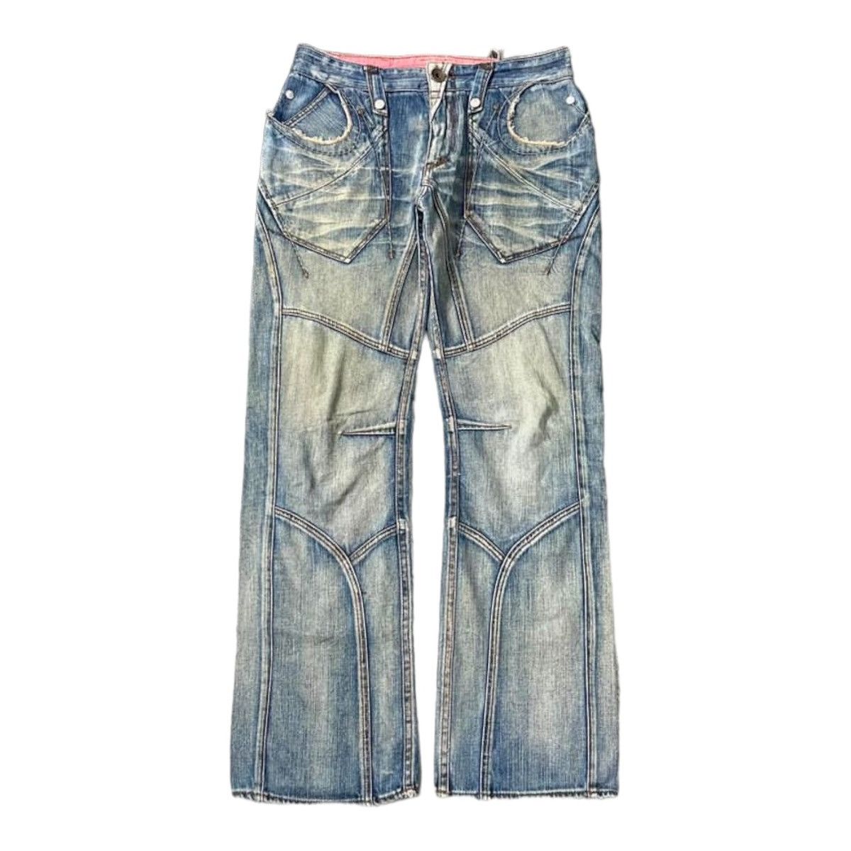 image of If Six Was Nine x Le Grande Bleu L G B Vintage Tough Raw Faded Denim Pants in Vintage Washed Denim 