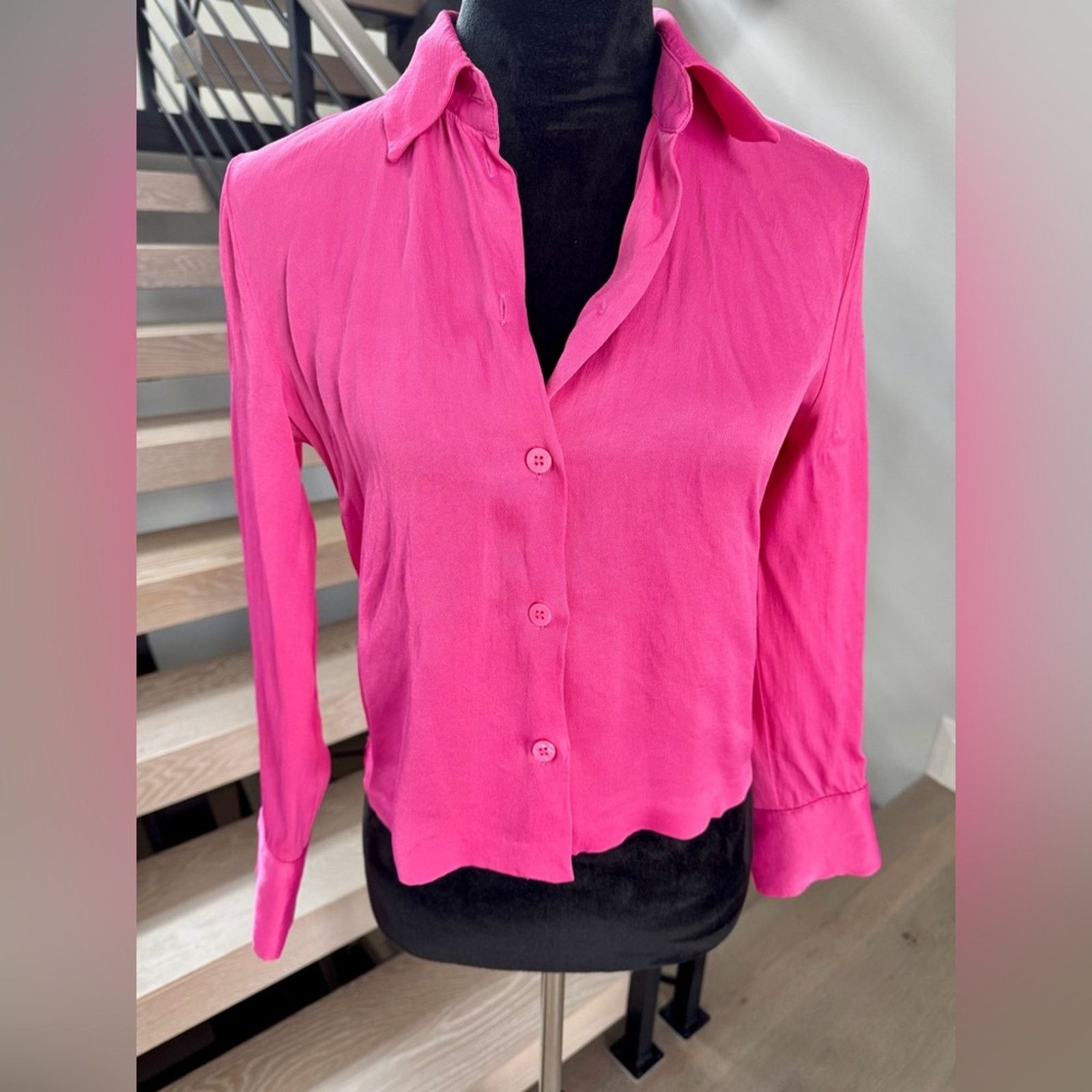 Zara Zara Women's Pink Button-Up Blouse size XS Size XS / US 0-2 / IT 36-38 - 1 Thumbnail