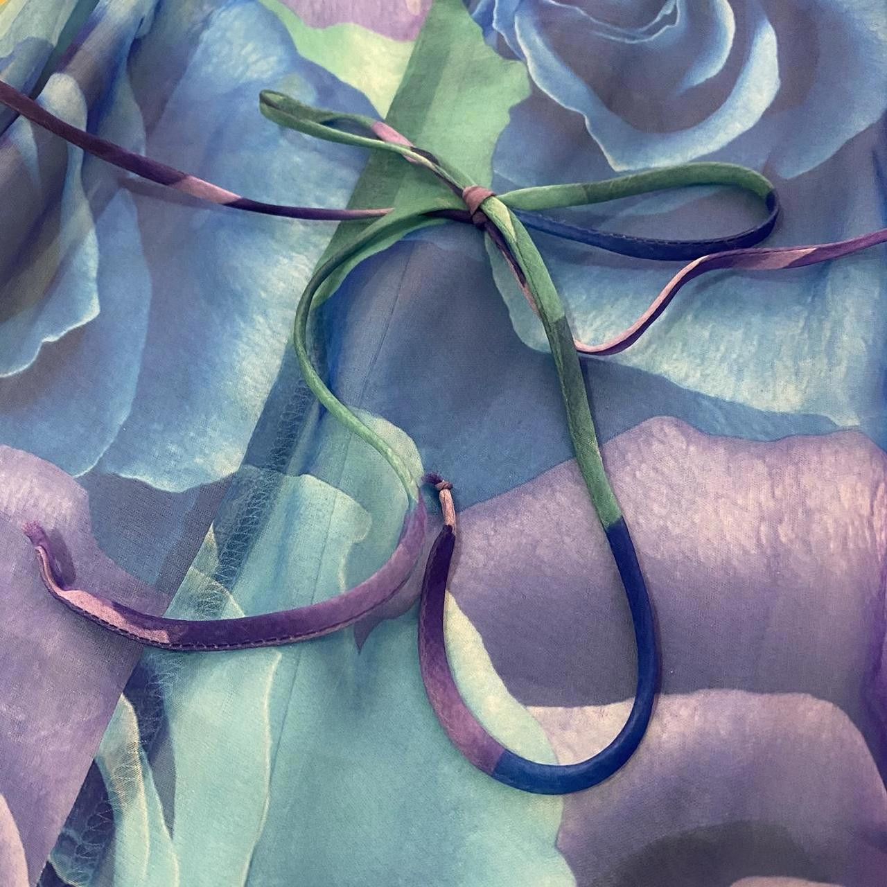 Designer Vintage 90's Blue Rose Mini Dress Size XS / US 0-2 / IT 36-38 - 5 Thumbnail