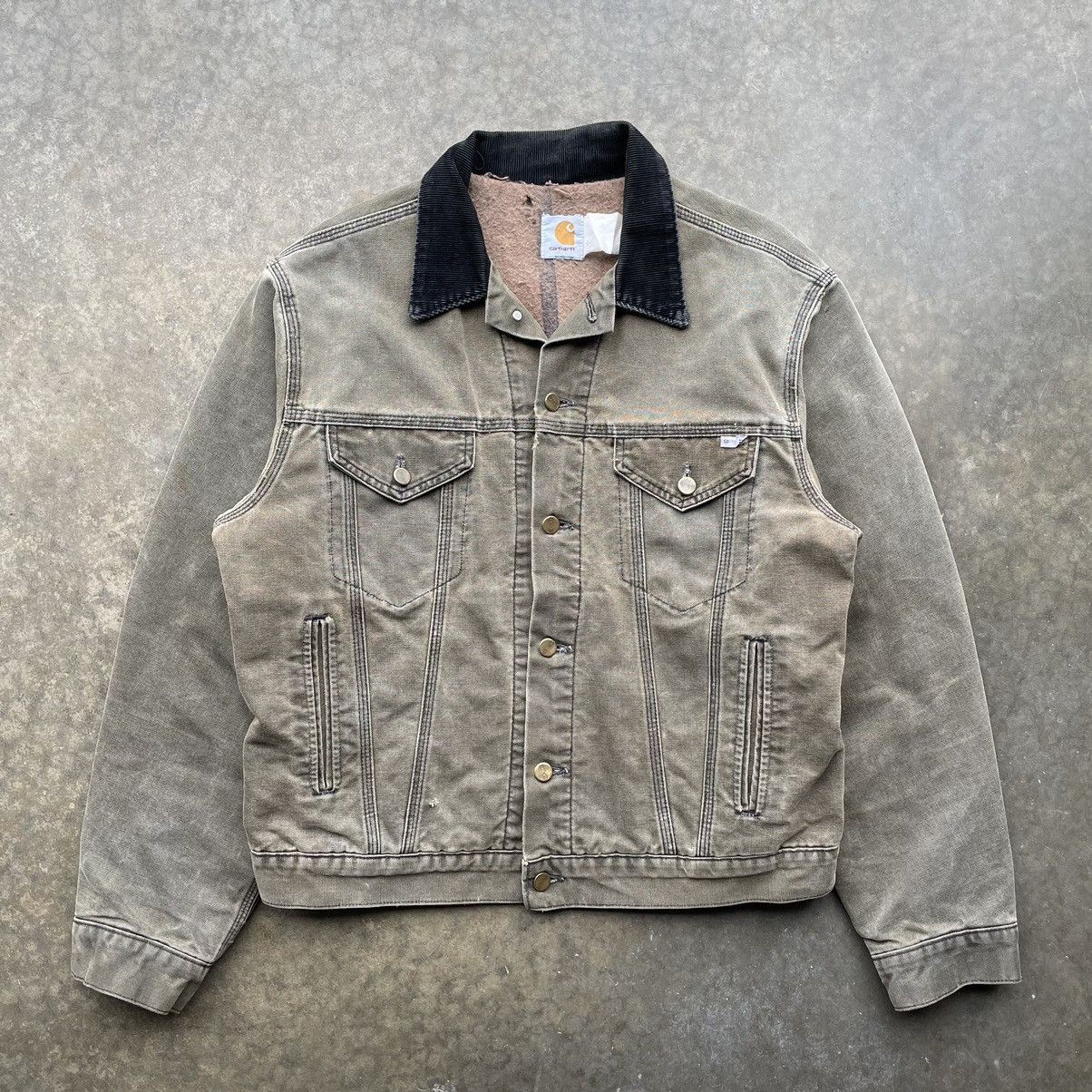 Carhartt × Vintage Vintage Carhartt Trucker Jacket Blanket Lined Faded Detroit Size US L / EU 52-54 / 3 - 3 Thumbnail