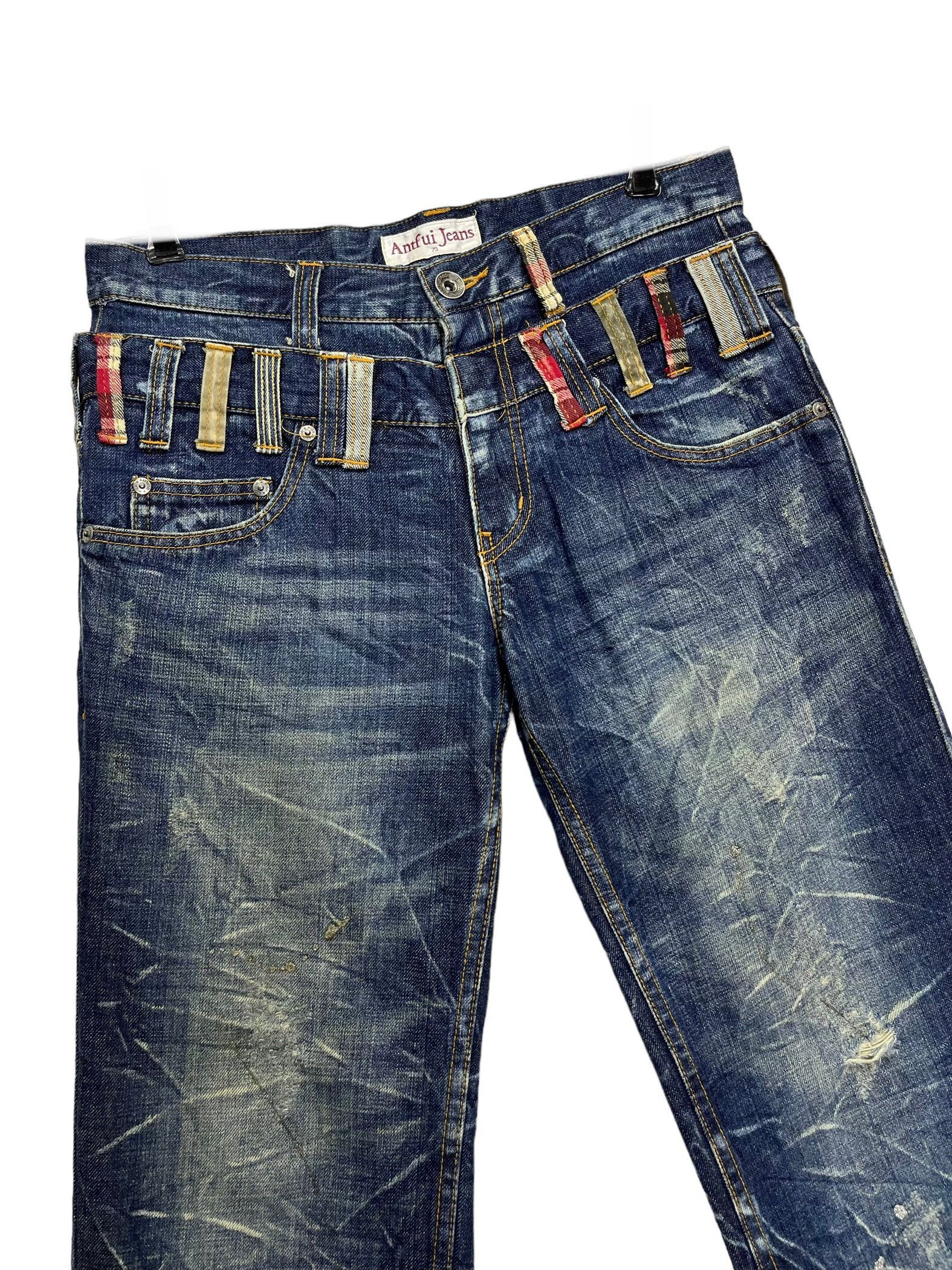 Vintage 🔥ANTFUI Punk Double Waist Claw Mark Whisker Denim Size US 30 / EU 46 - 1 Thumbnail