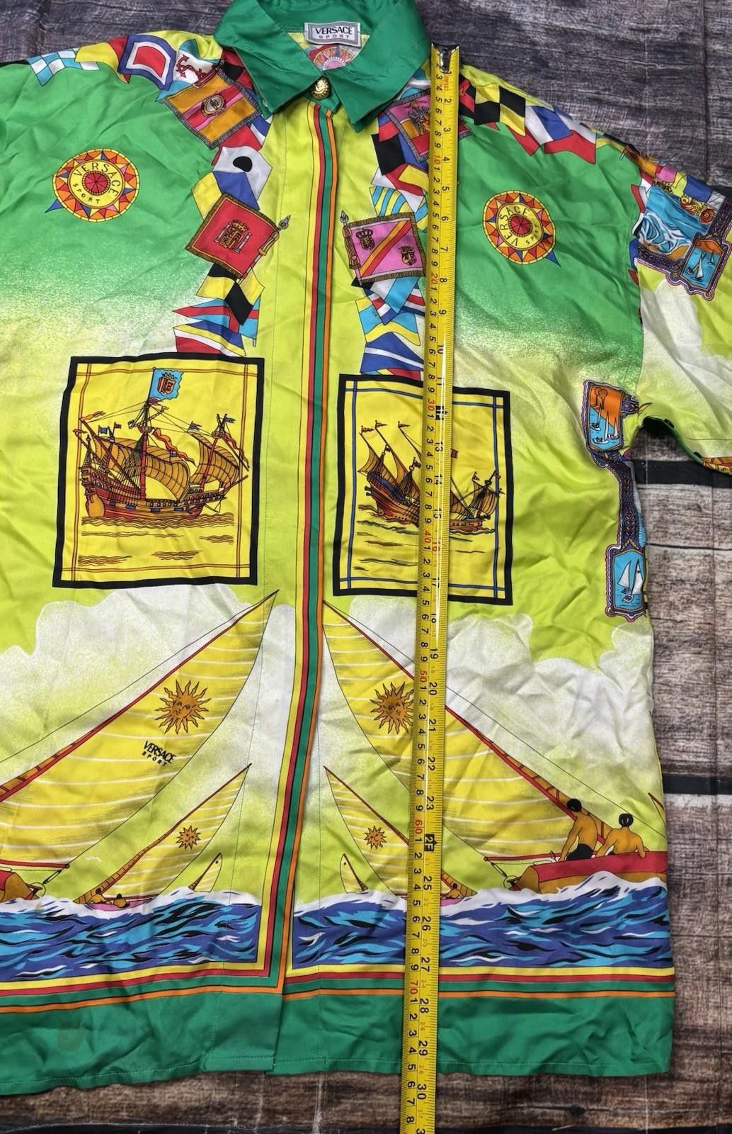 Versace Versace Sport Silk Shirt Mens IT 40 US M Sailboats Sun Italy Size US M / EU 48-50 / 2 - 11 Thumbnail