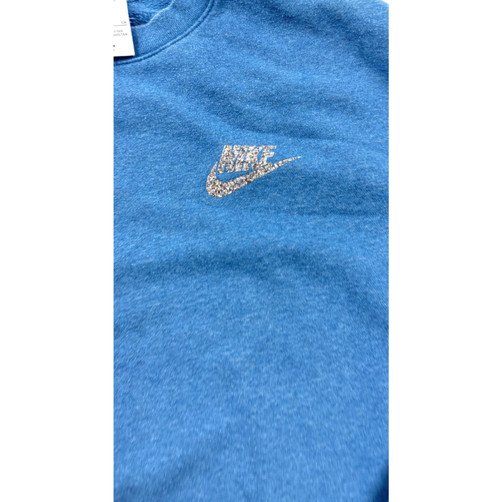 Nike Nike Sweatshirt Mens Small Blue Fleece Crewneck Pullover Glitter Swoosh Logo Size US S / EU 44-46 / 1 - 2 Thumbnail