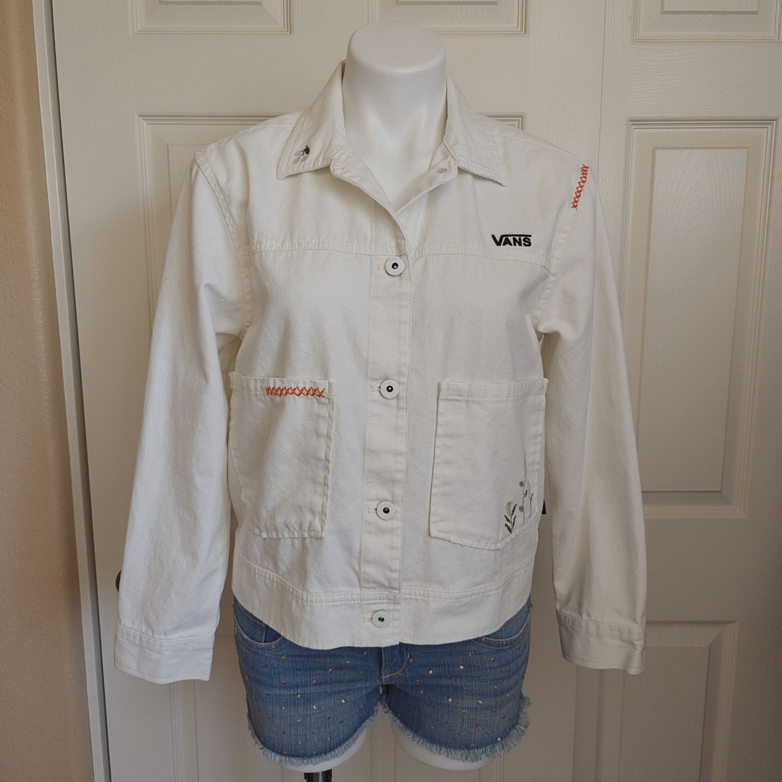 Vans VANS Book It Micro Embroidered Ditsy Floral Jacket sz XS Size XS / US 0-2 / IT 36-38 - 1 Thumbnail