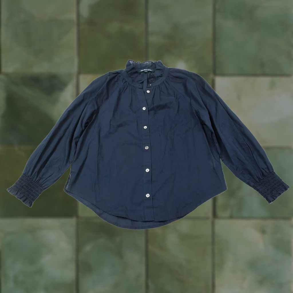 Veronica Beard VERONICA BEARD Calisto Ruffled Button-Front Shirt Womens Small Blue Long Sleeve Size S / US 4 / IT 40 - 1 Thumbnail
