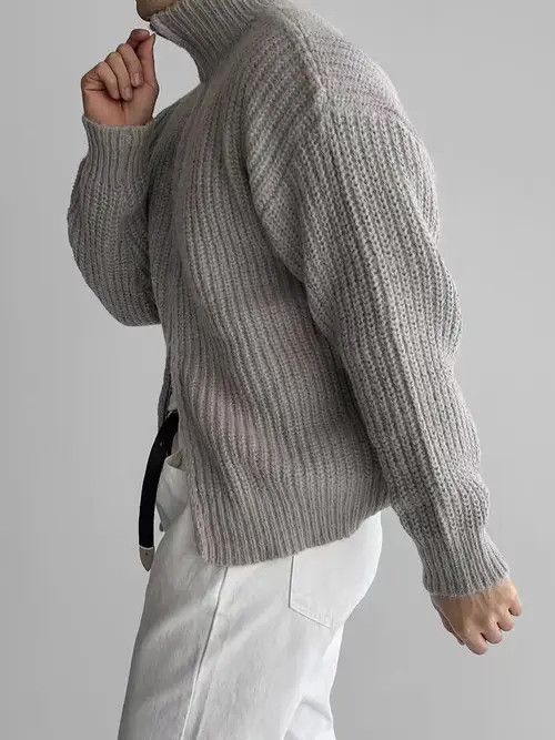 Japanese Brand Vintage Double Zipper Gray L Knit Stand-Up Jacket Coat Size US L / EU 52-54 / 3 - 2 Thumbnail