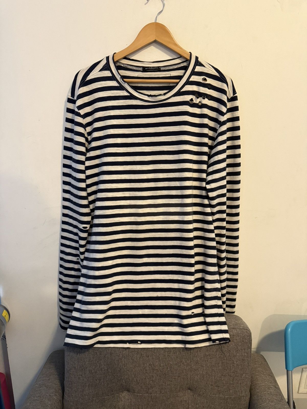 Balmain Balmain AW10 striped long sleeve shotgun sweater Size US M / EU 48-50 / 2 - 1 Thumbnail