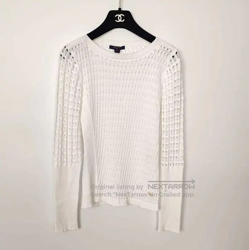 Louis Vuitton Louis Vuitton White Knit Sweater for Women . Size M / US 6-8 / IT 42-44 - 1 Thumbnail