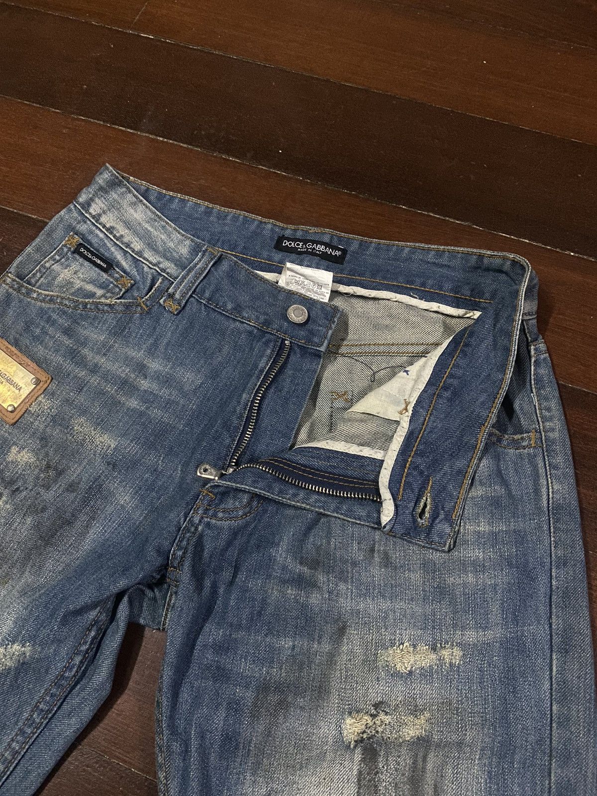 DOLCE & GABBANA SEX FLARE JEANS DISTRESSED RIPPED SPLATED