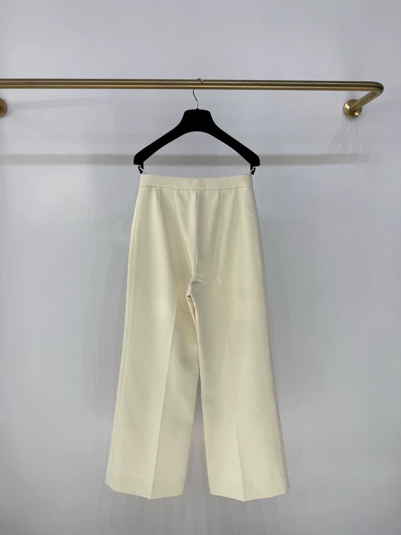 Loro Piana LORO PIANA Cow's milk cream white wide leg pants Size 25" / US 0 / IT 36 - 4 Thumbnail