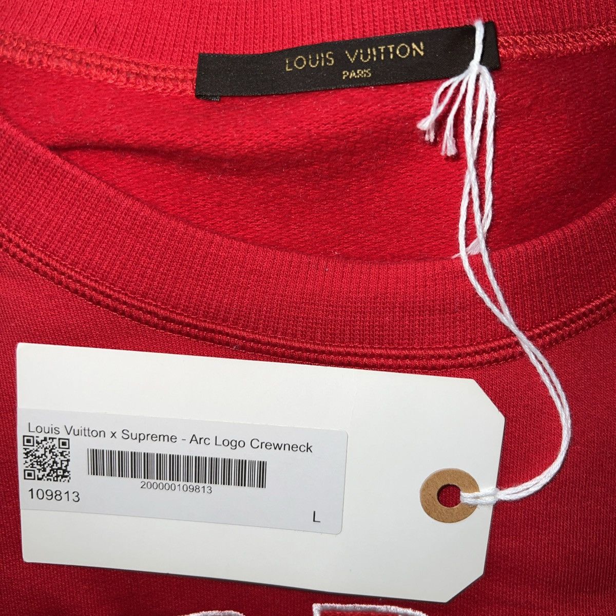 Louis Vuitton × Supreme SUPREME LOUIS VUITTON ARC LOGO CREWNECK SWEATER RED 2017 Size US L / EU 52-54 / 3 - 7 Thumbnail