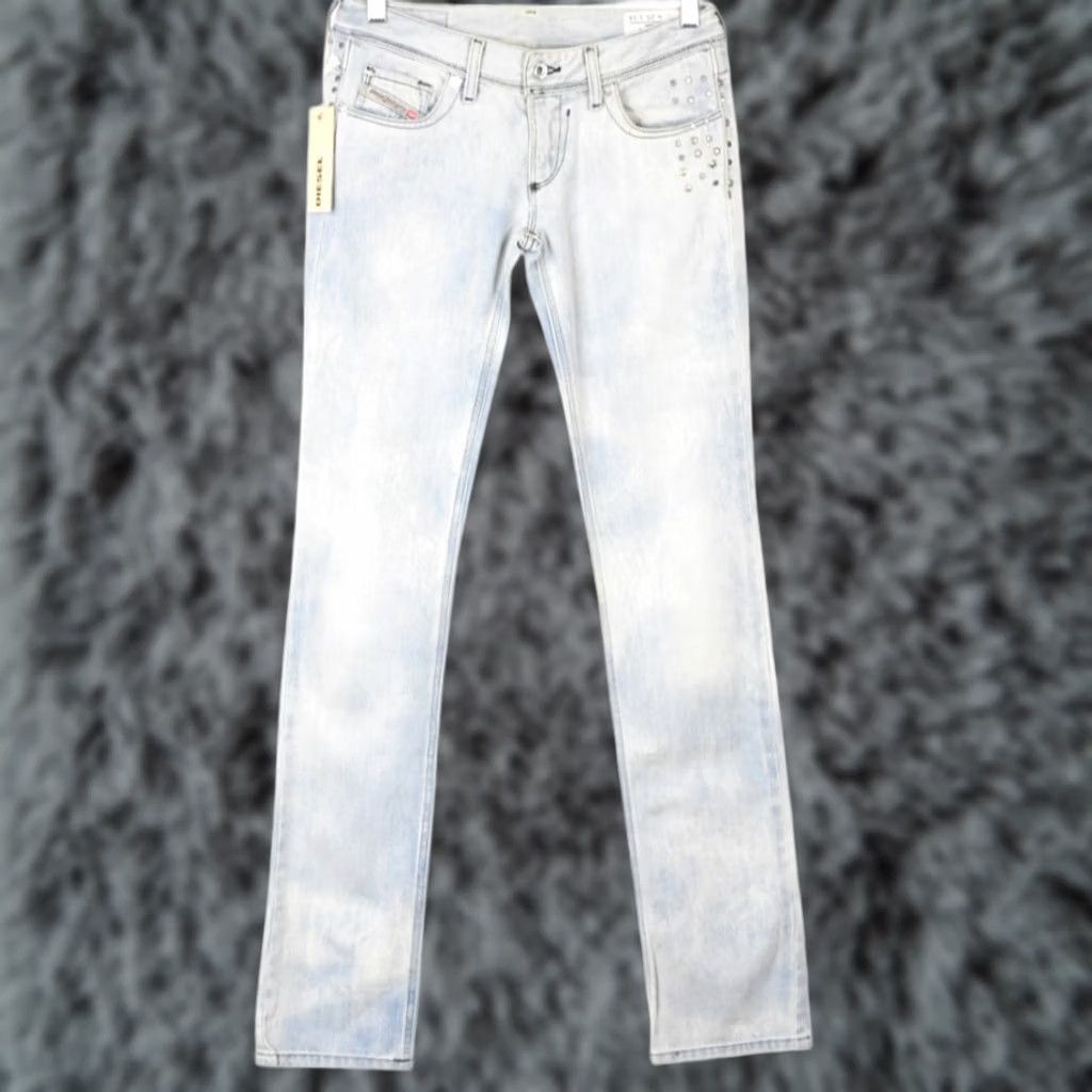 Diesel DIESEL Lowky 008M0 Jeans Women W25/L34 Low Waist Studs Denim Jeans Regular Zip Fly Blue 008M0 Womens Jeans Size 42" / US 20 - 1 Thumbnail
