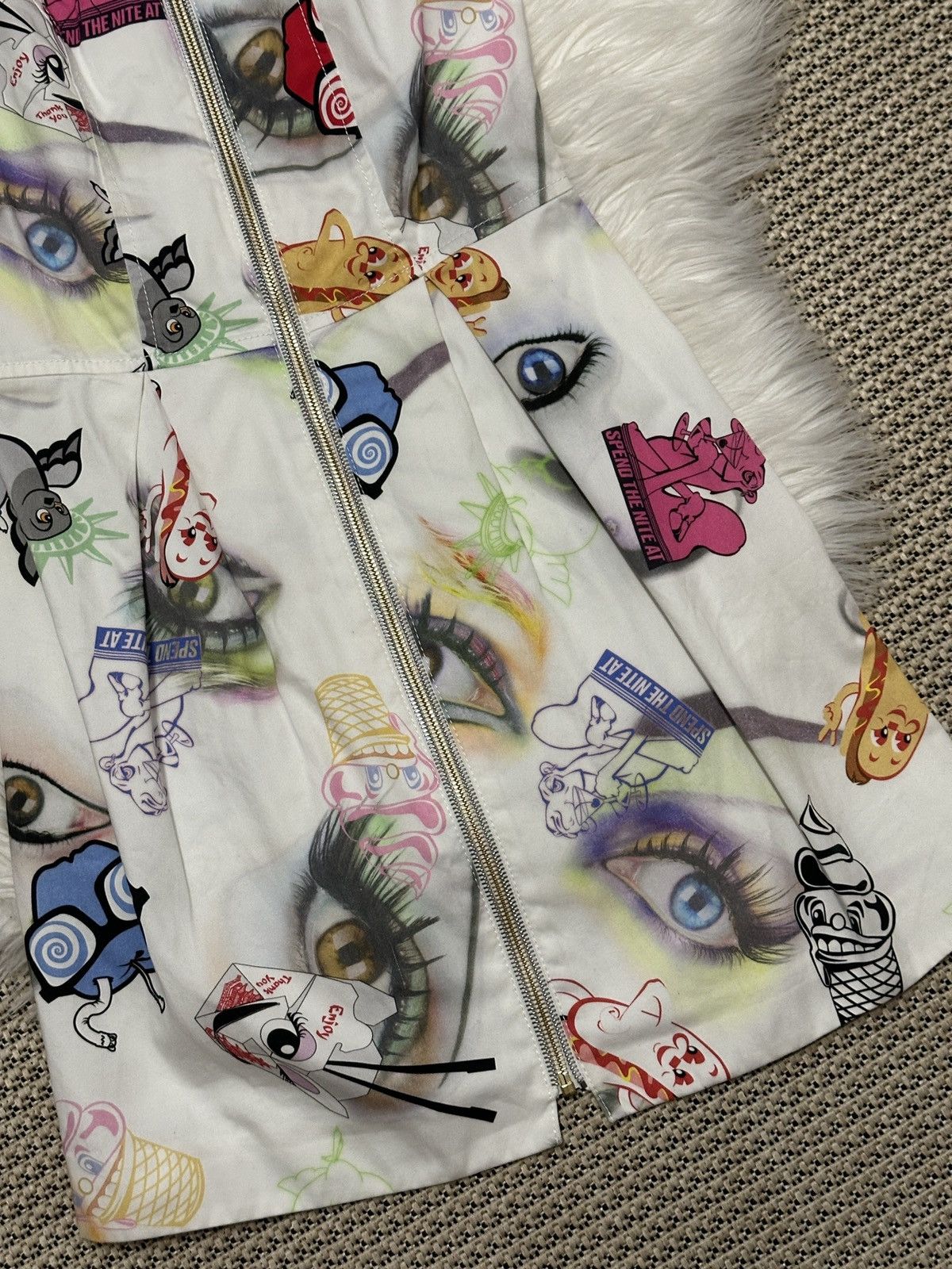 Kenzo Kenzo White Printed Cotton Zip Front Mini Dress limited Size XS / US 0-2 / IT 36-38 - 3 Thumbnail