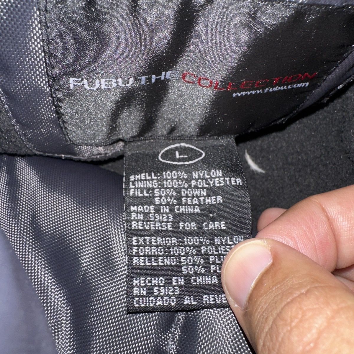 Fubu Vintage FUBU Grey Blue Down Puffer Jacket No Hood Size US L / EU 52-54 / 3 - 9 Thumbnail