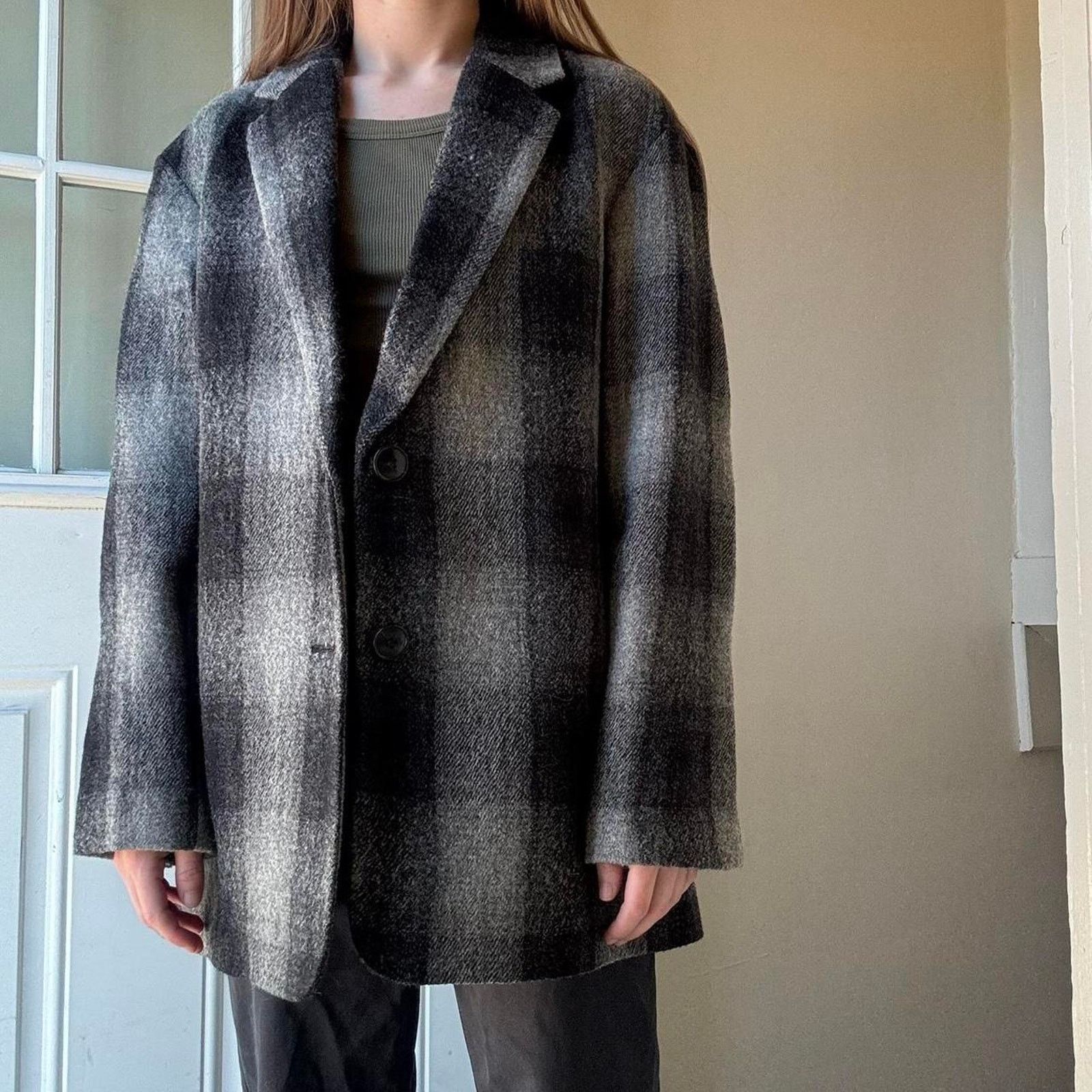 Madewell Madewell Plaid Check Wool Oversized Jacket Grey Black NWT XS Size XS / US 0-2 / IT 36-38 - 4 Thumbnail
