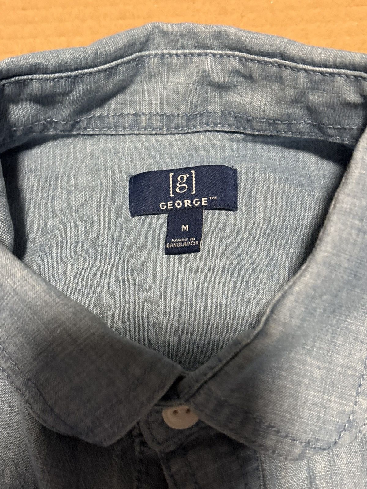 George Denim Shirt Men’s L Blue Long Sleeve Button Up Pocket George Size US L / EU 52-54 / 3 - 5 Thumbnail