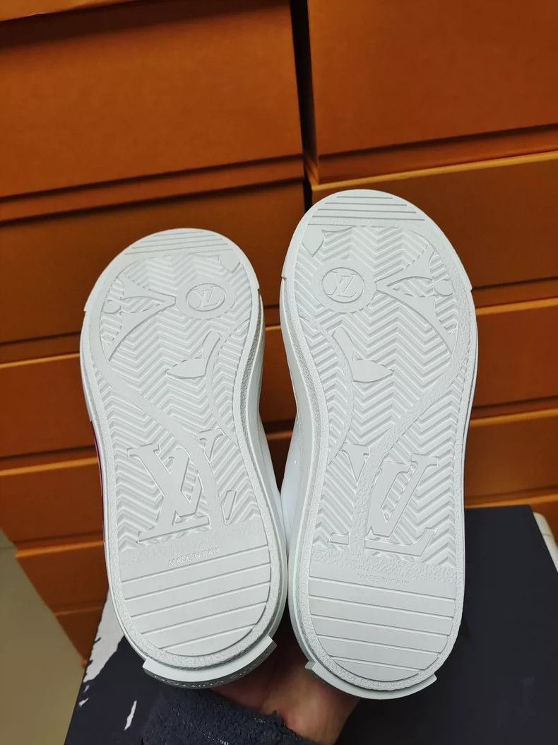 Louis Vuitton Louis Vuitton LV Women's White Sneakers with Pink Accents- Size US 5 / IT 35 - 9 Thumbnail
