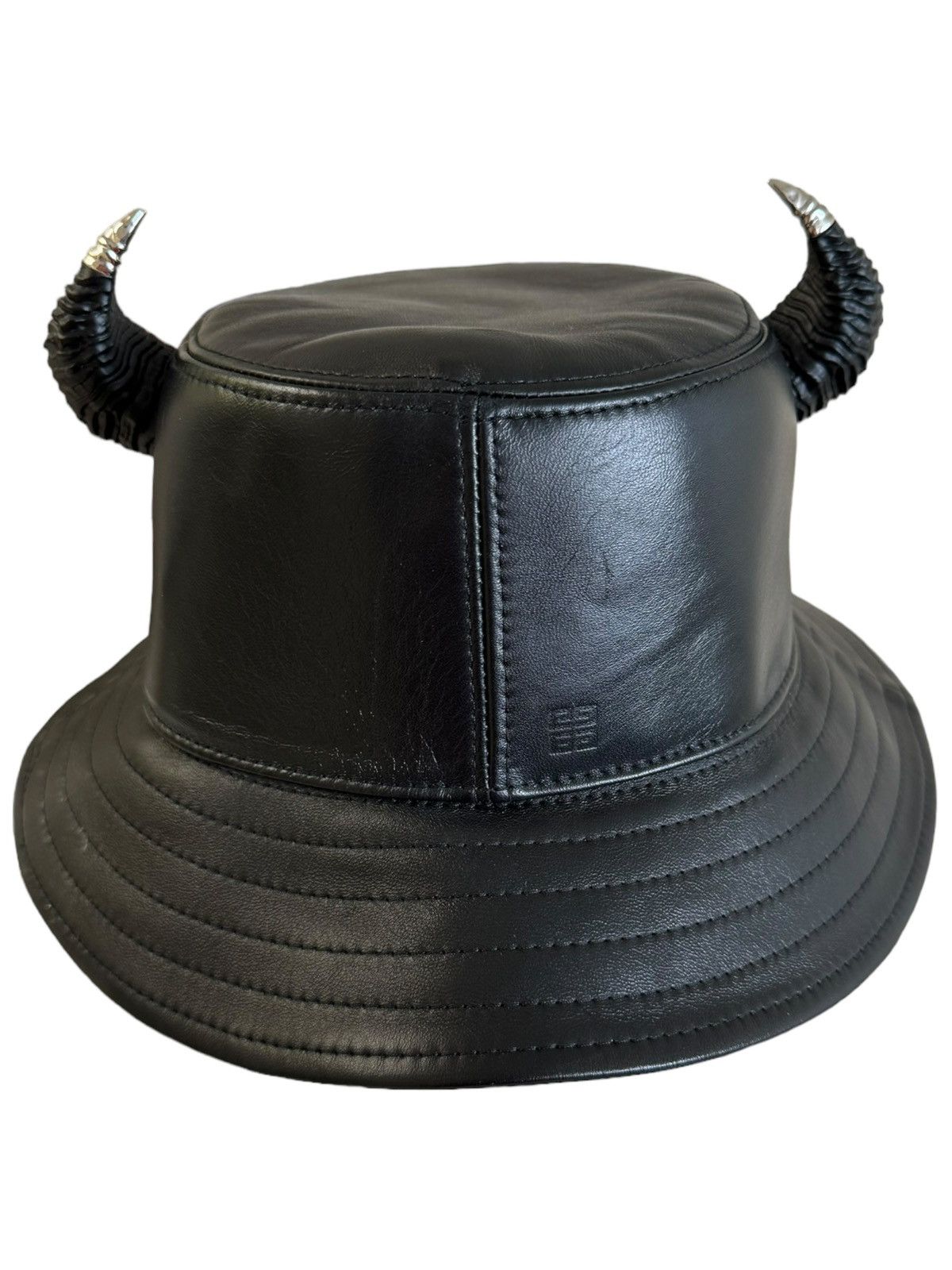 image of Givenchy Ss21 Horns Leather Bucket Hat in Black, Men's