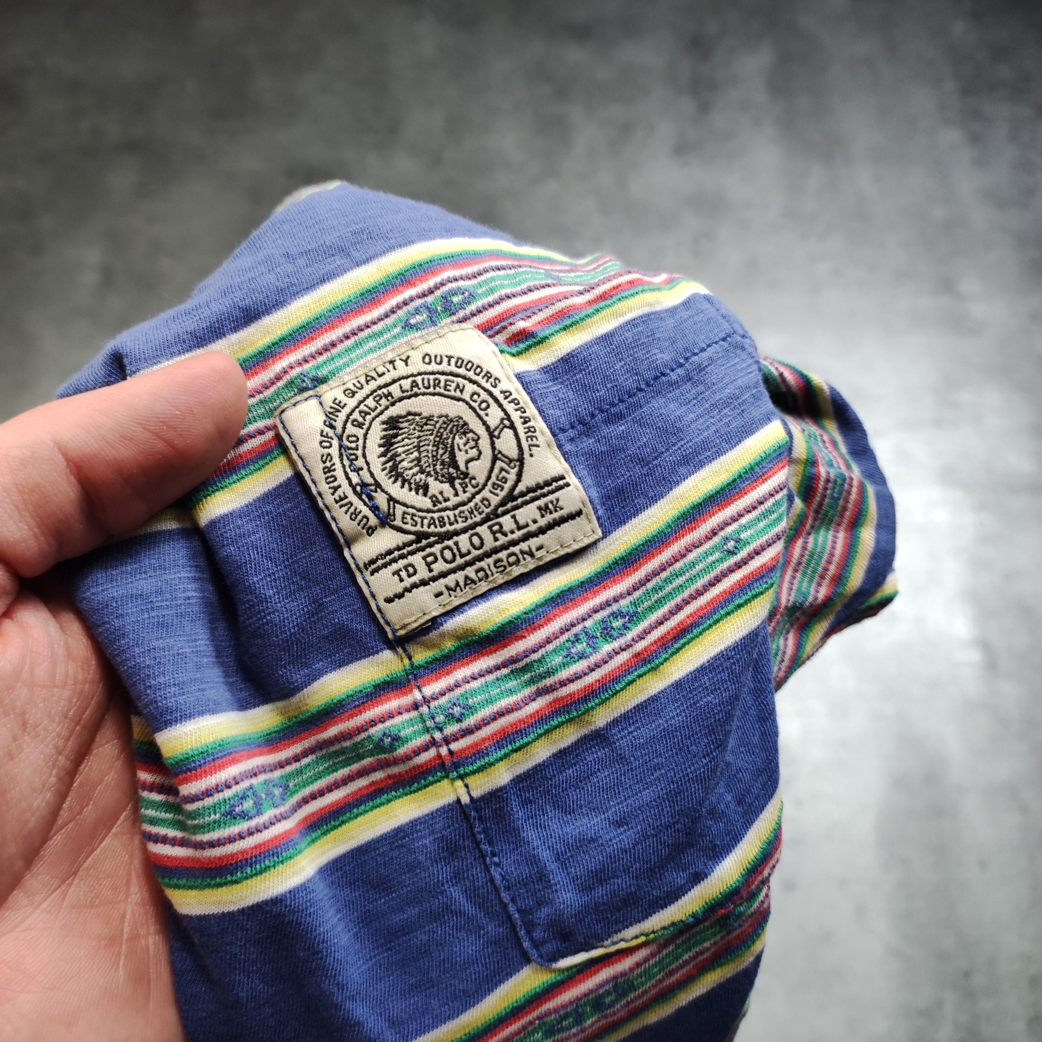 Polo Ralph Lauren × Ralph Lauren × Vintage Vintage RARE 90s Striped Madison Pocket Ralph Lauren Tshirt Size US M / EU 48-50 / 2 - 5 Thumbnail