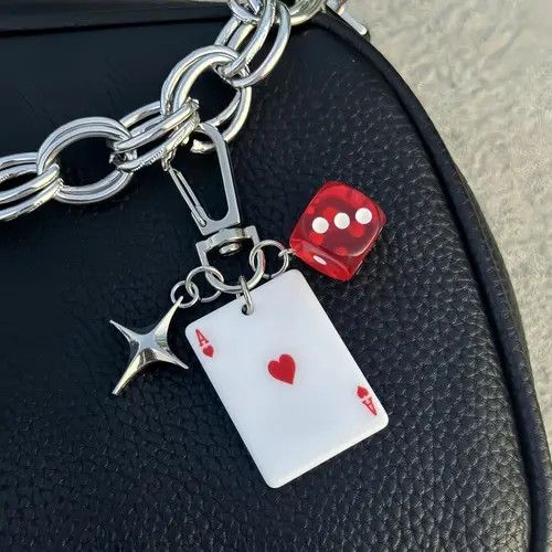 Jewelry Playing Card & Dice Keychain, Poker Charm Accessories Size ONE SIZE - 3 Thumbnail