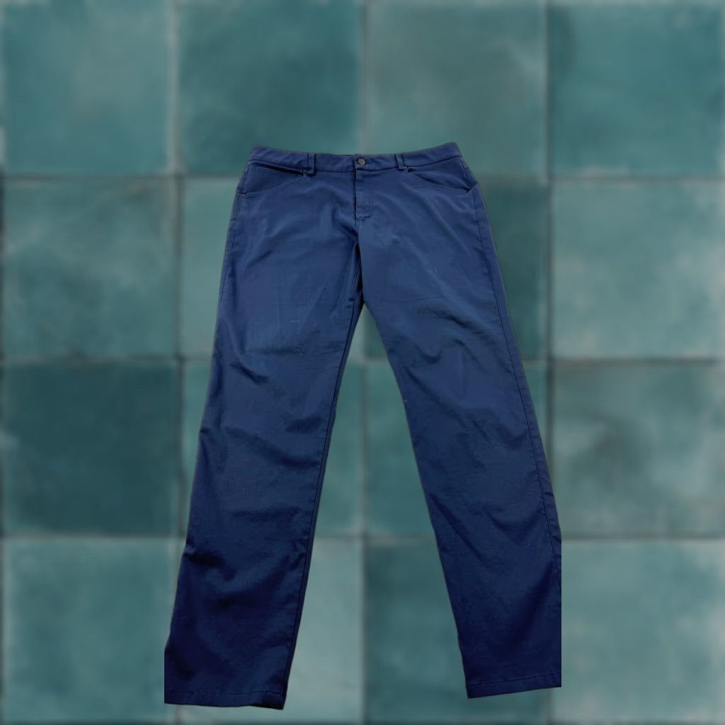 Vintage Myles Pants Mens 2XL Navy Blue Performance Chino Polyester Straight Leg Front Zip Pockets Casual Travel Athletic Size US 39 - 1 Thumbnail