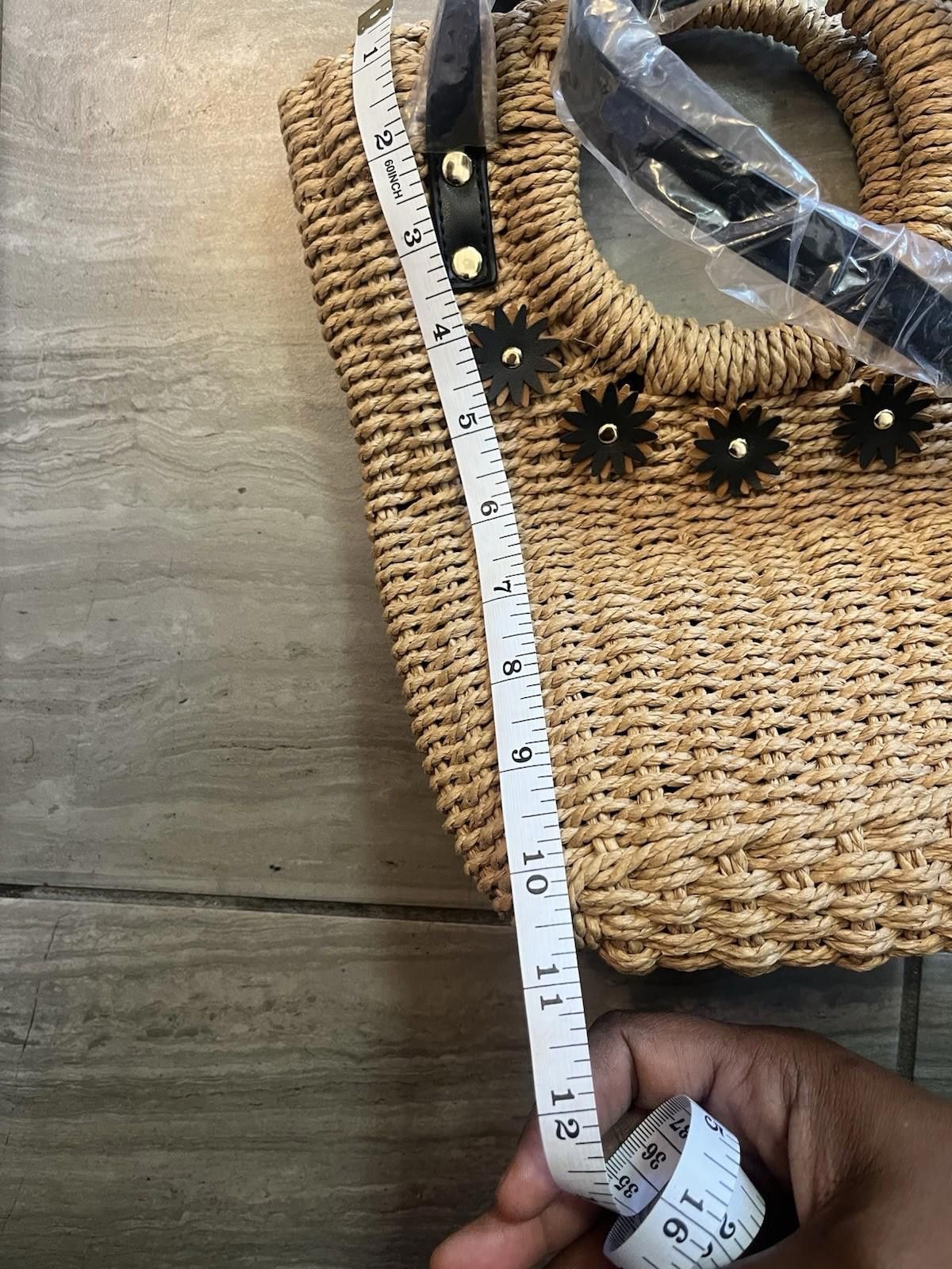 The Unbranded Brand Small Straw Hand Woven Floral Shoulder Bag Handbag Size ONE SIZE - 4 Thumbnail
