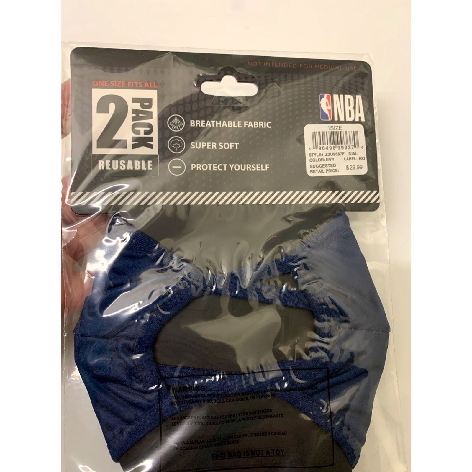 Vintage New Official NBA Face Coverings 2 Pack Face Mask NBA MSRP 0 Face Masks New with Tags Mens Womens Boys Girls Size ONE SIZE - 4 Thumbnail
