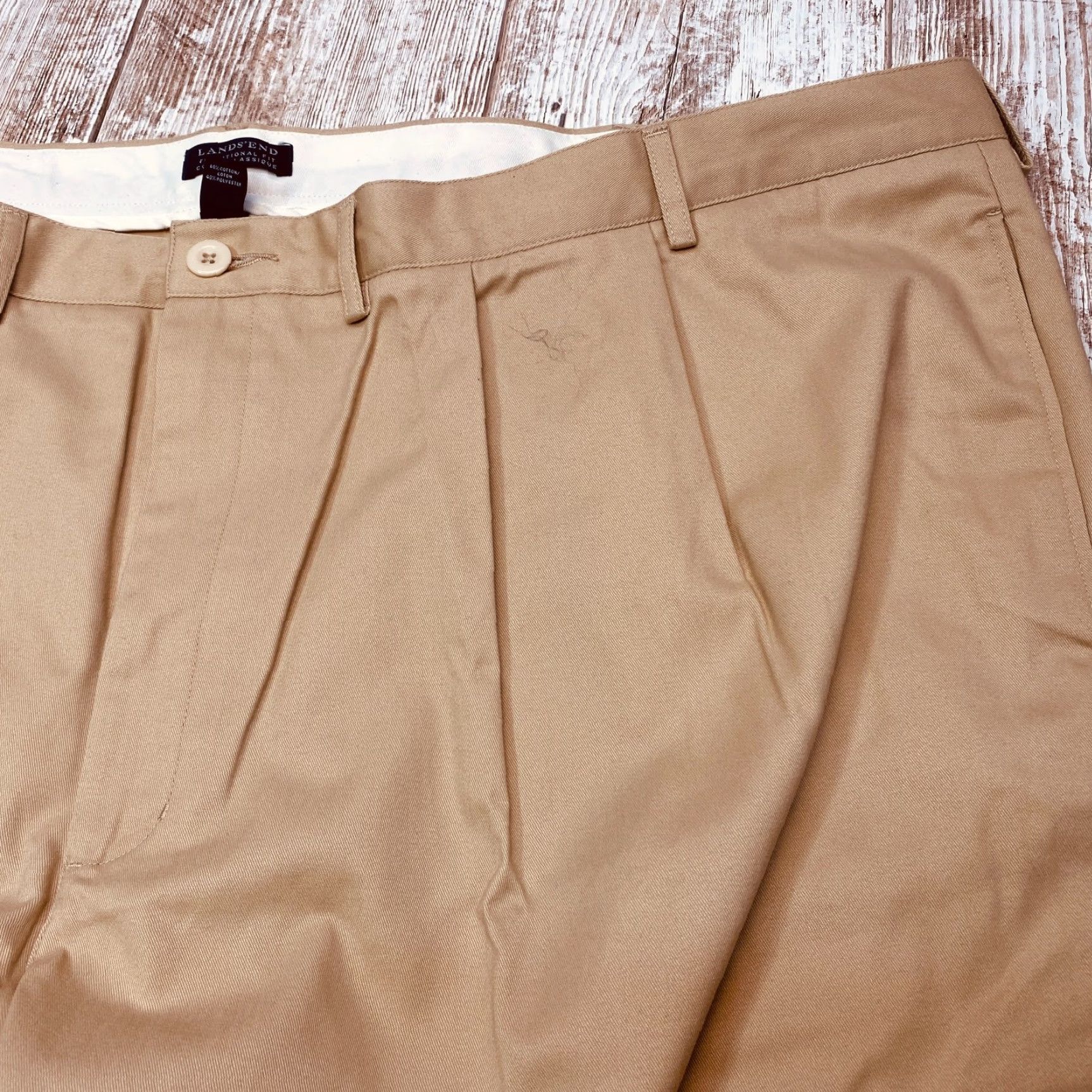 Lands' End NWT Lands' End Chino Pants Men's 52x29 Beige Khaki Pleated 100% Cotton 7550 Size US 36 / EU 52 - 7 Thumbnail