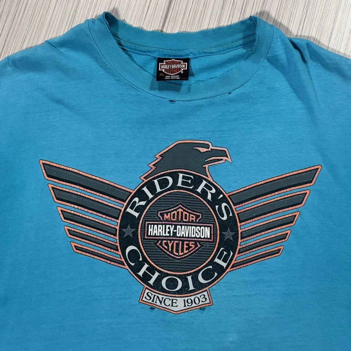 Harley Davidson Vintage Harley Davidson Riders Choice Teal T Shirt (Size XL) Size US XL / EU 56 / 4 - 2 Thumbnail