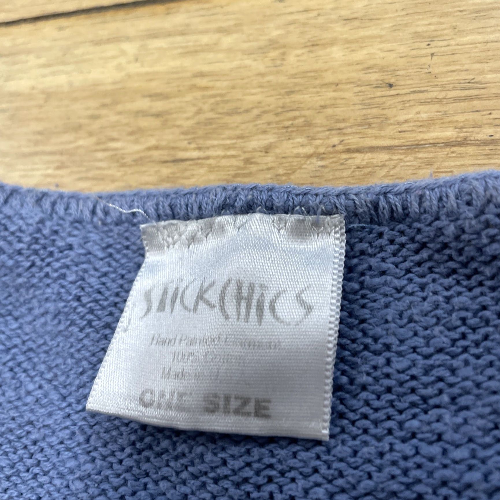 Vintage VINTAGE STICKCHICS Crop Knit Sweater Women One Size Made USA Hand Painted Palm Tree Isle Size ONE SIZE - 4 Thumbnail
