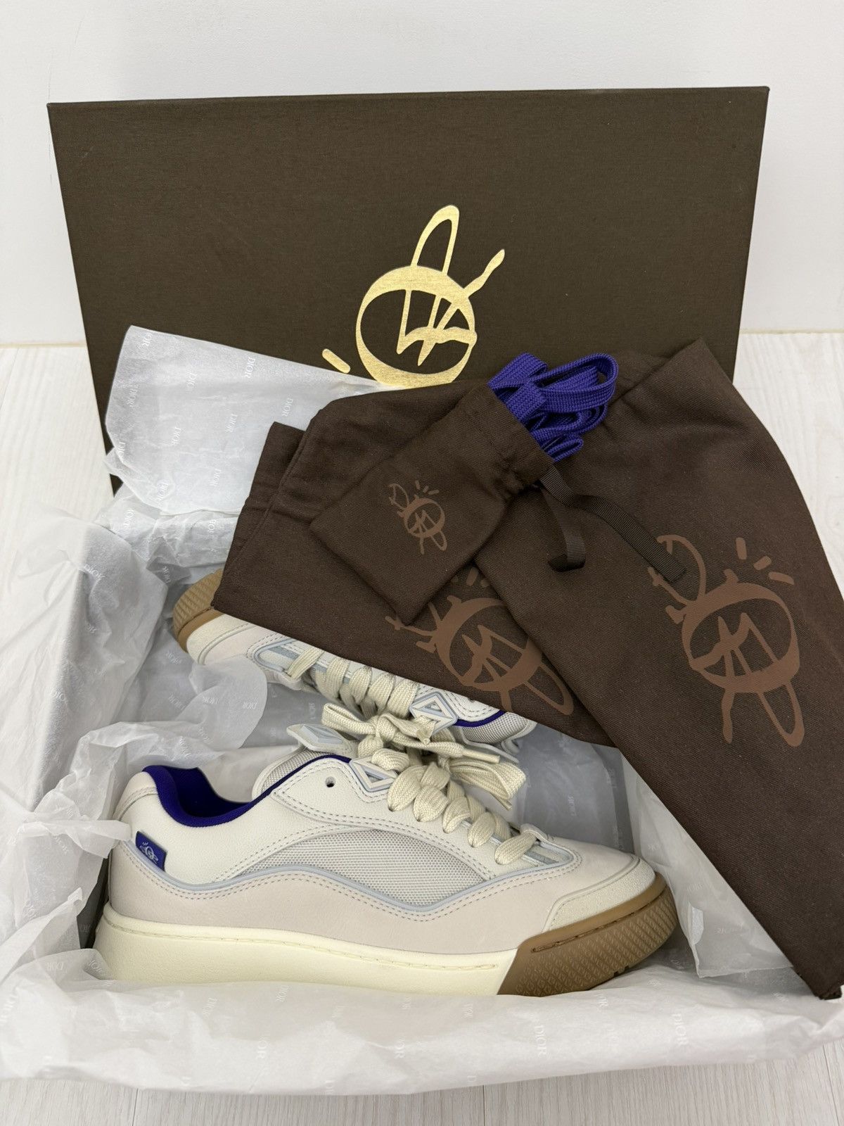 Dior × Travis Scott Dior B713 Cactus Jack Travis Scott Cream Purple Shoes Size US 10 / EU 43 - 3 Thumbnail