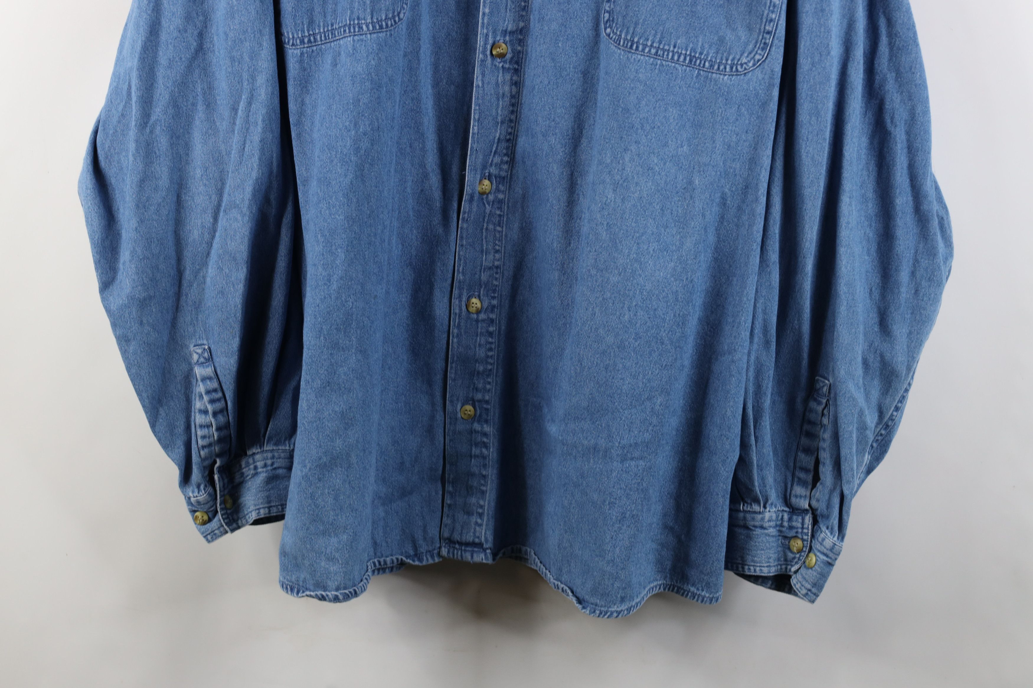 Vintage Vintage 90s Y2K Streetwear Denim Jean Collared Button Shirt Size US XXL / EU 58 / 5 - 3 Thumbnail