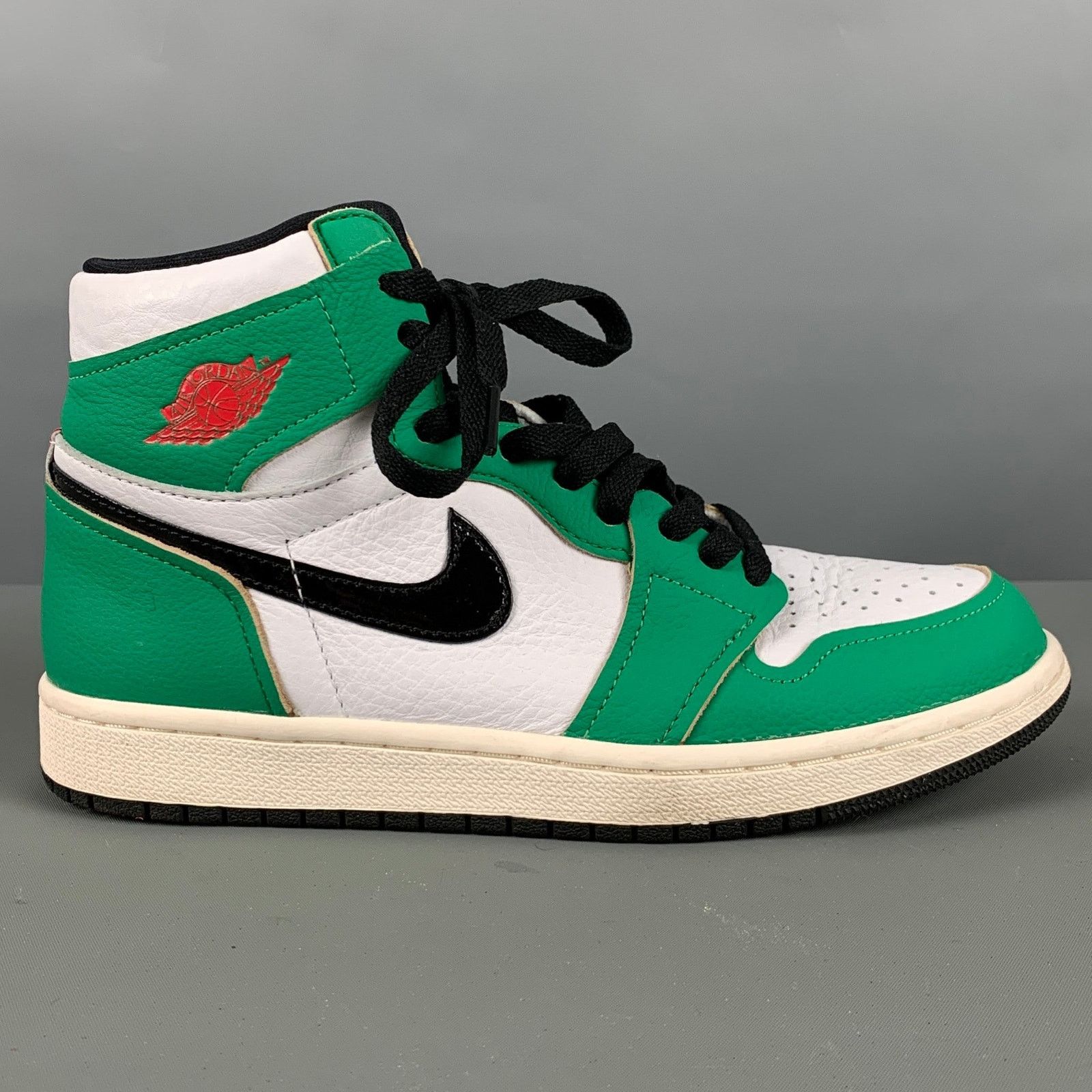 Nike Size 7.5 Green White Leather Color Block High Top Sneakers Size US 7.5 / IT 37.5 - 2 Thumbnail