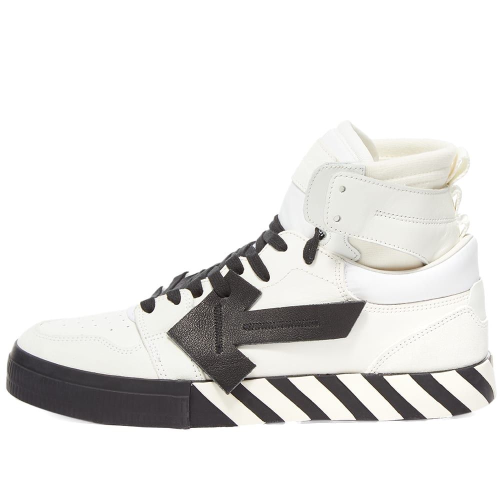 Off-White os11x0226 High Top Vulcanized Leather Sneakers Black/White Size US 9 / EU 42 - 1 Thumbnail