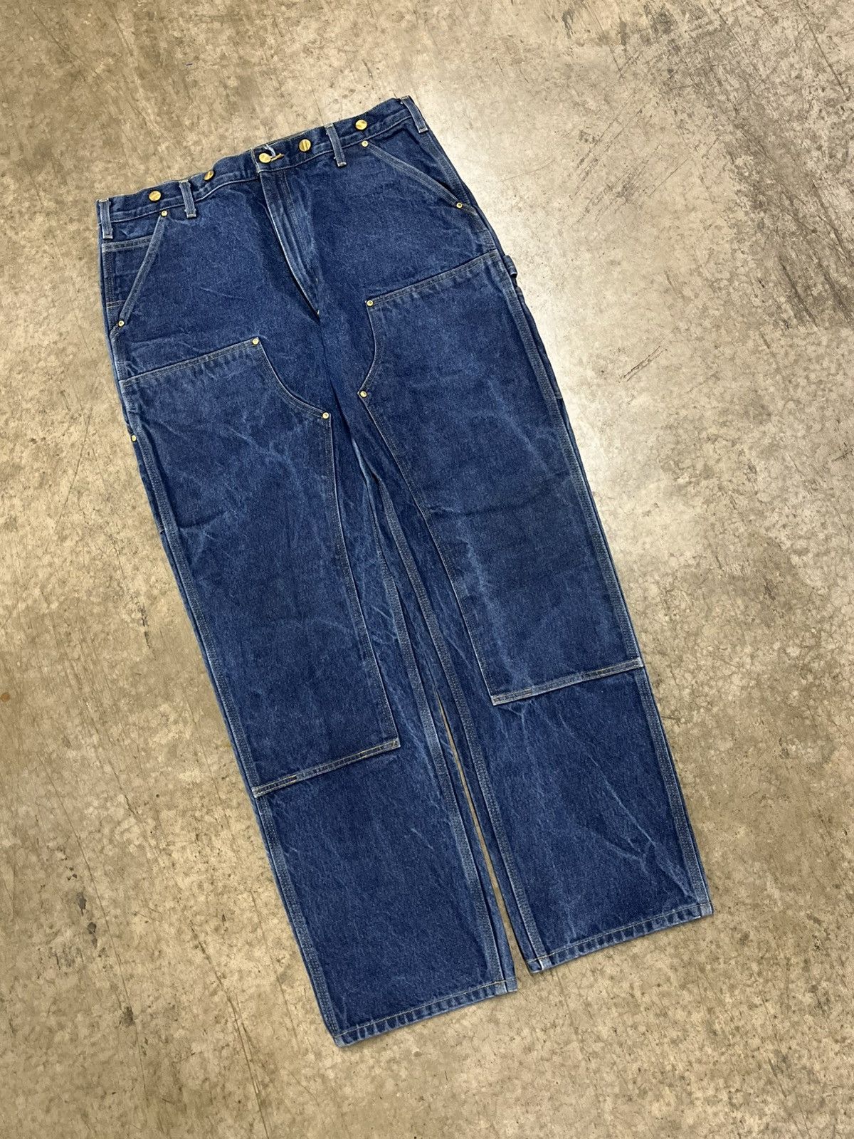Carhartt Carhartt double knees denim pair rare streetwear hype baggy Size US 36 / EU 52 - 1 Thumbnail