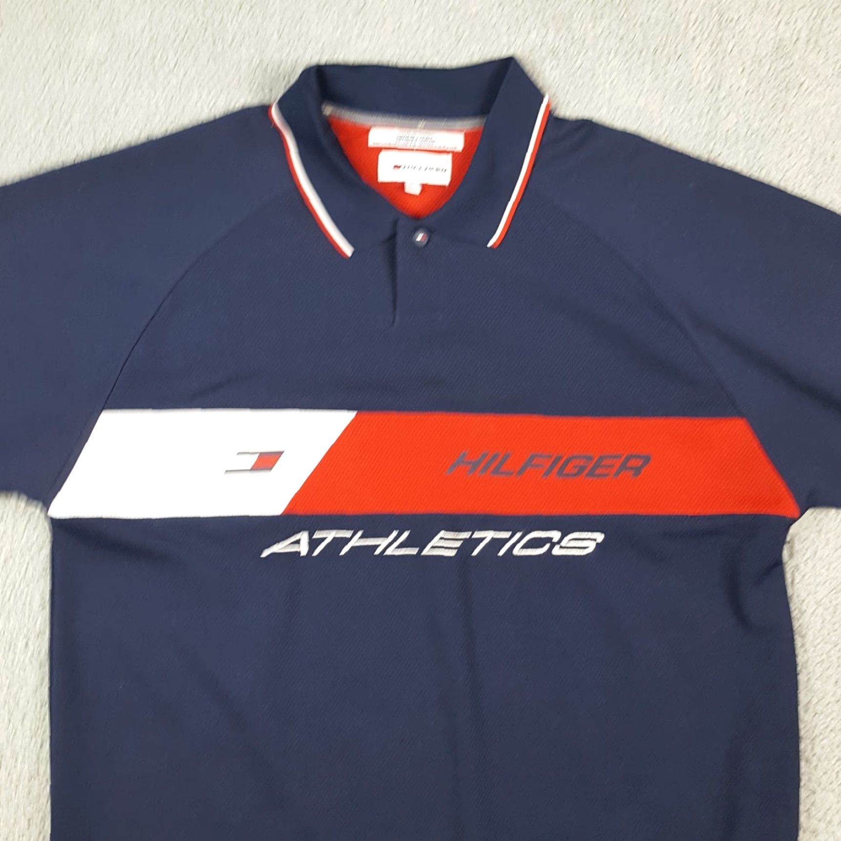 Tommy Hilfiger VINTAGE Tommy Hilfiger Athletic Polo Shirt Men's XL Button Collar Flag 90s Y2K Blue Short Sleeve Shirt Polo Mens Flag Size US XL / EU 56 / 4 - 2 Thumbnail