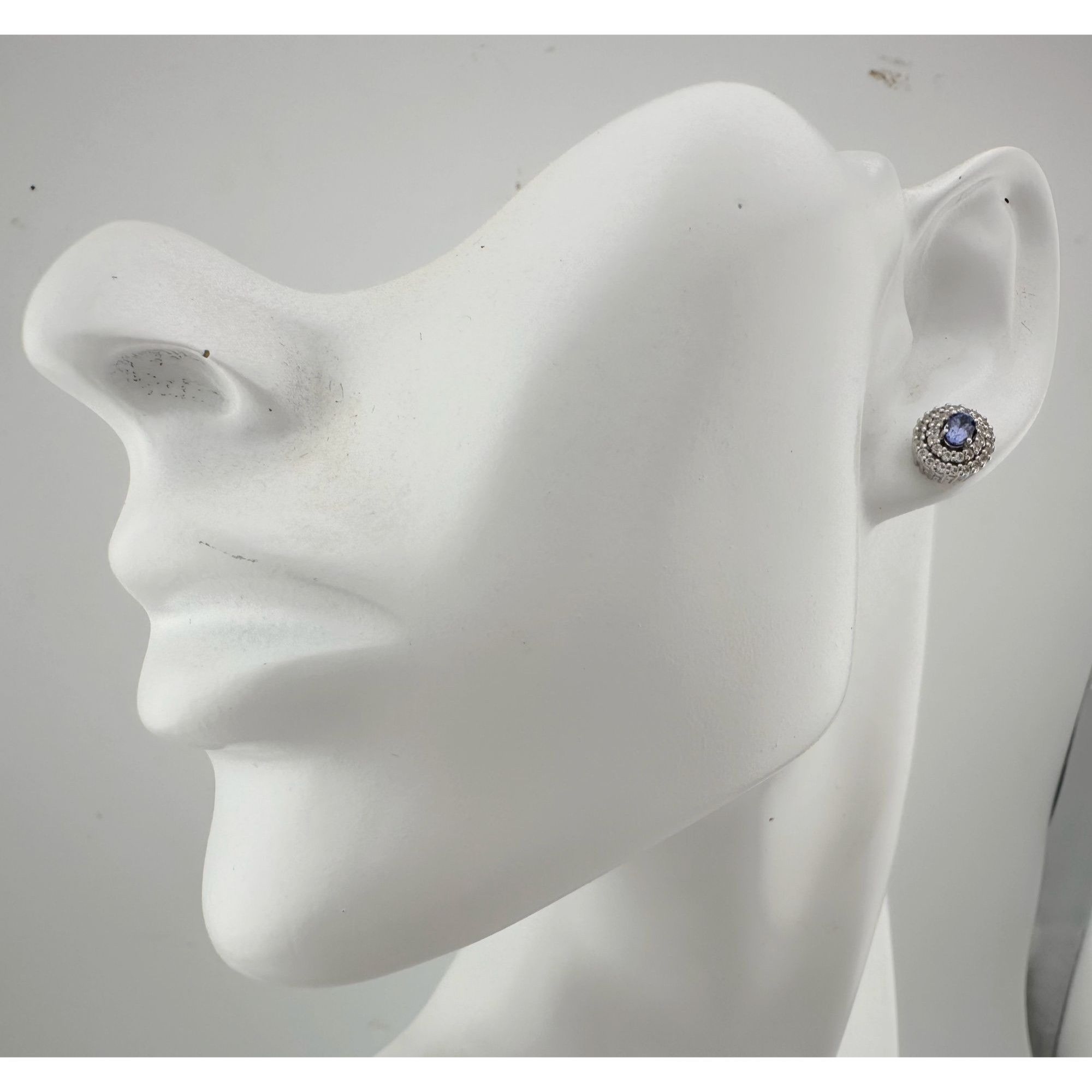 Other Beautiful Lab Created Tanzanite Halo Stud Earrings Size ONE SIZE - 4 Thumbnail