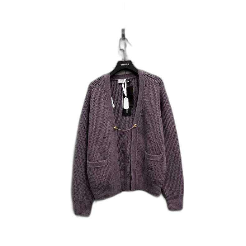 Dior Dior Purple Metallic Cardigan with Bee Chain Size US M / EU 48-50 / 2 - 1 Thumbnail