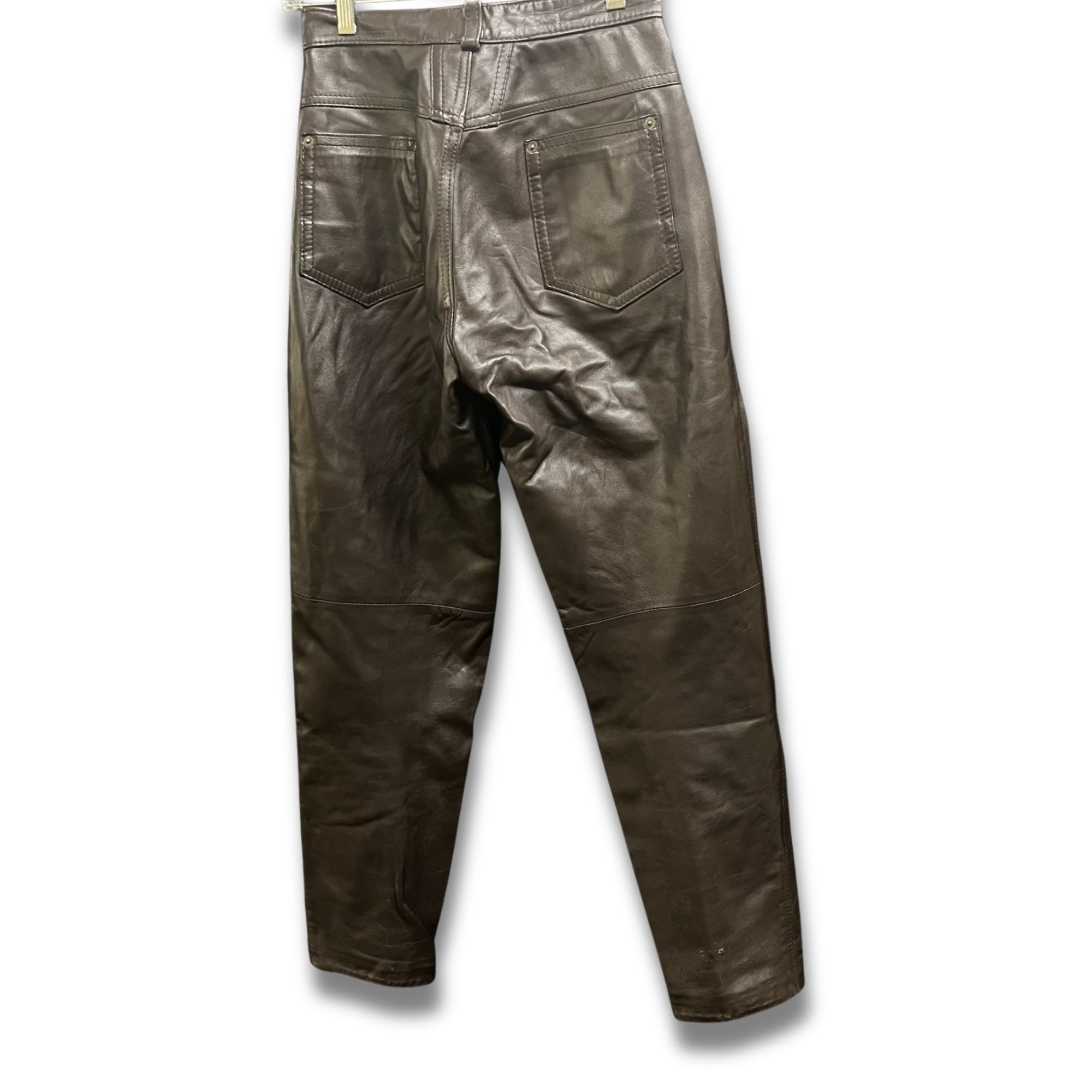 Other Brown Leather Pants With Belt Loops Pockets & Front Zipper C Size 26" / US 2 / IT 38 - 3 Thumbnail