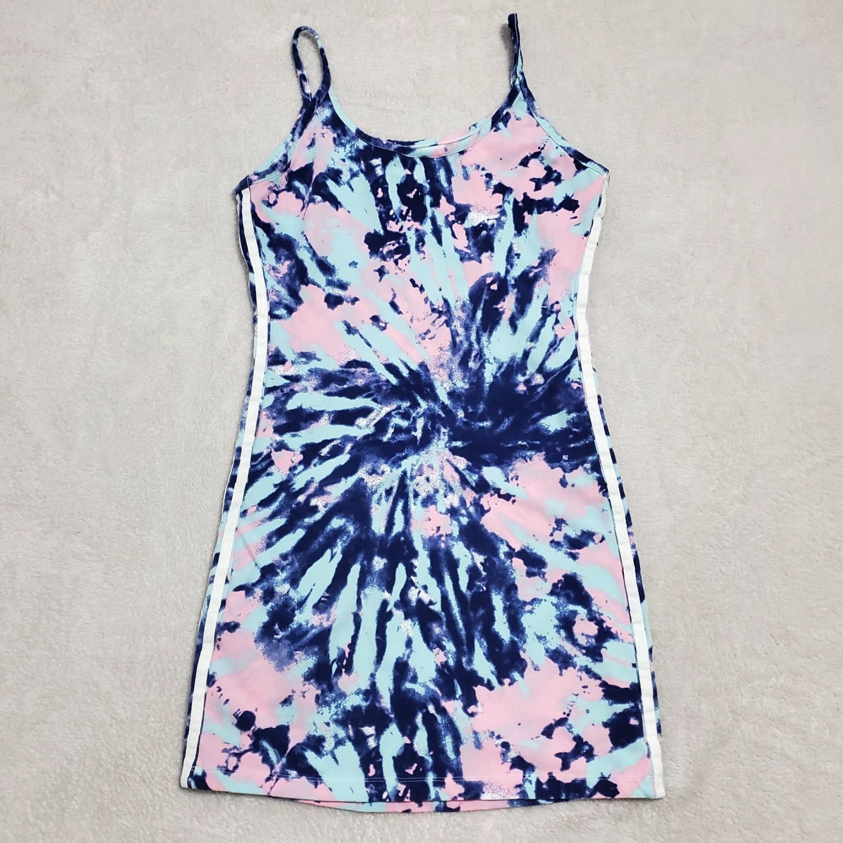 Adidas Adidas Originals Tank Dress Women's M Blue Pink Tie Dye Bodycon Stretch Active Tank Dress Size M / US 6-8 / IT 42-44 - 2 Thumbnail