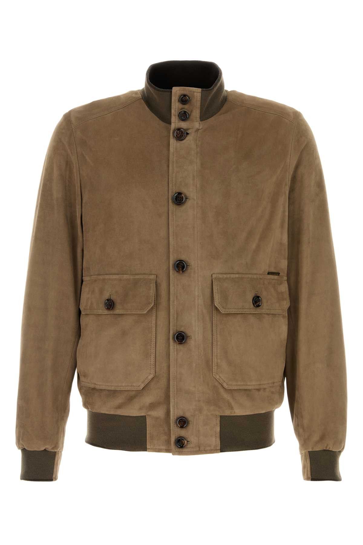 MooRER Cappuccino Suede Carlos Bomber Jacket Size US L / EU 52-54 / 3 - 1 Thumbnail