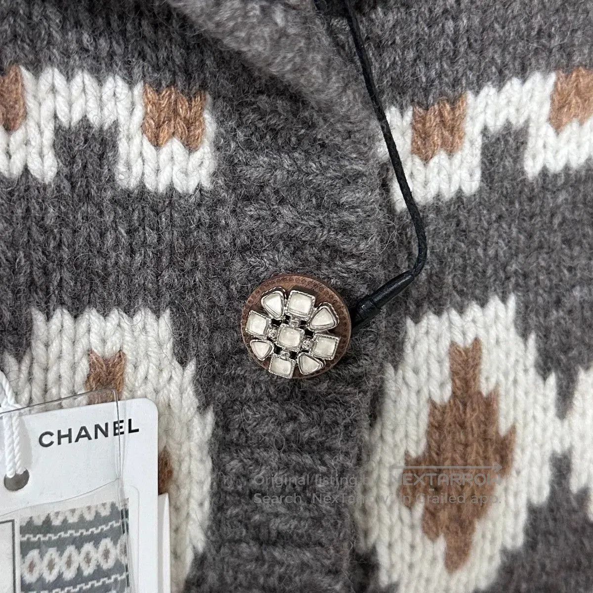 Chanel chanel wool knit dress with geometric pattern. Size XS / US 0-2 / IT 36-38 - 3 Thumbnail