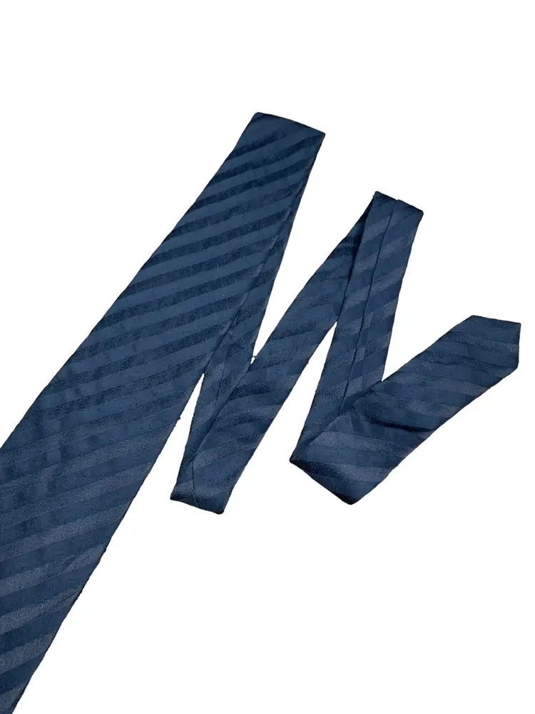 Armani Collezioni Giorgio Armani diagonal stripe dark grey wool neck tie Size ONE SIZE - 4 Thumbnail